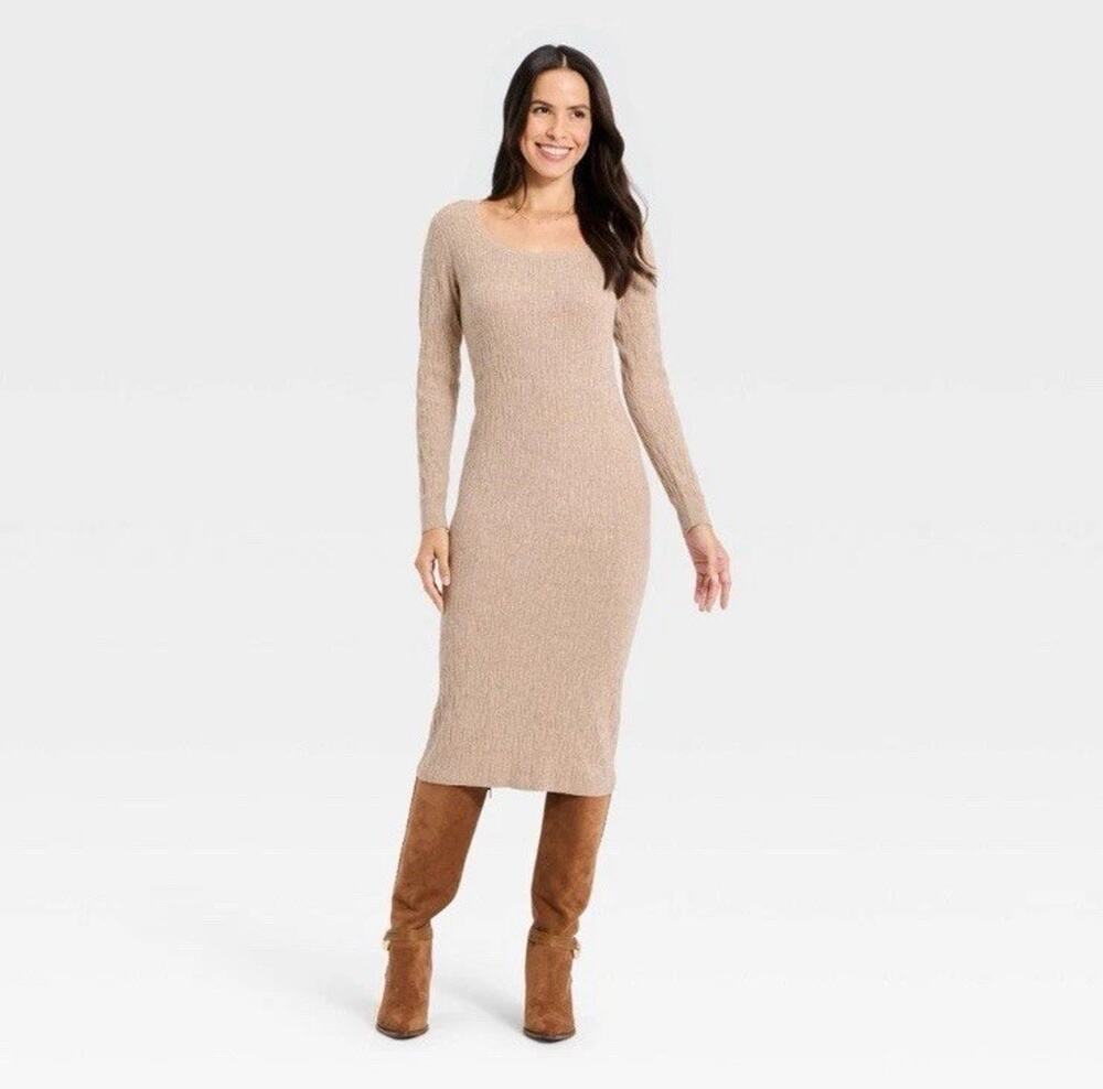 Universal Thread Women's Long Sleeve Textured Transitional Midi Sweater NWT $40